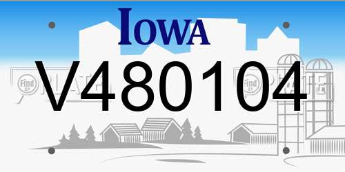 V480104 Iowa License Plate