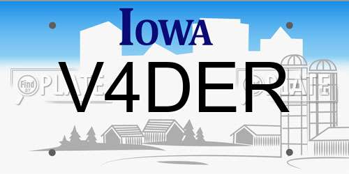 V4DER Iowa License Plate