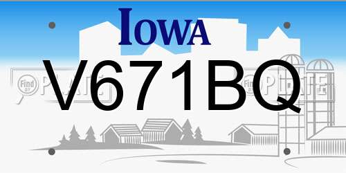V671BQ Iowa License Plate