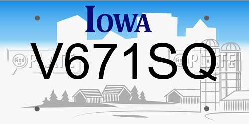 V671SQ Iowa License Plate