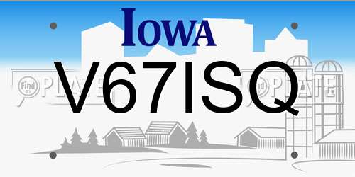 V67ISQ Iowa License Plate