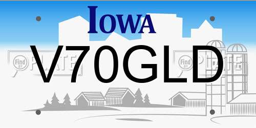 V70GLD Iowa License Plate