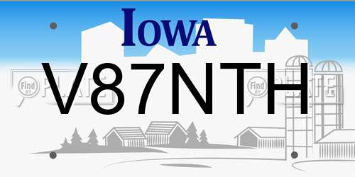 V87NTH Iowa License Plate