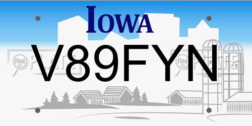 V89FYN Iowa License Plate