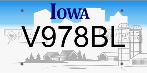 V978BL Iowa License Plate