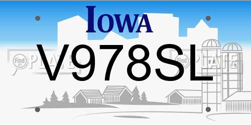 V978SL Iowa License Plate