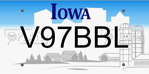 V97BBL Iowa License Plate