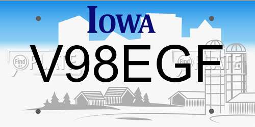 V98EGF Iowa License Plate