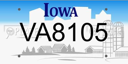 VA8105 Iowa License Plate