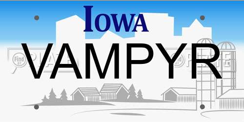 VAMPYR Iowa License Plate