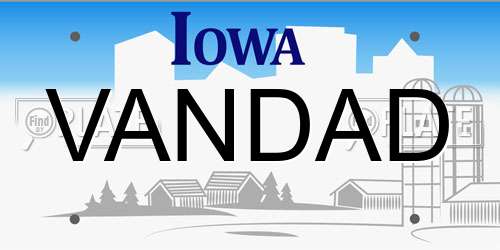 VANDAD Iowa License Plate