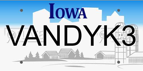 VANDYK3 Iowa License Plate