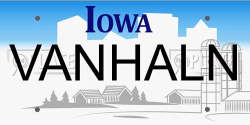 VANHALN Iowa License Plate