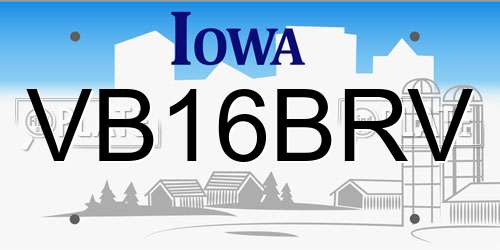 VB16BRV Iowa License Plate