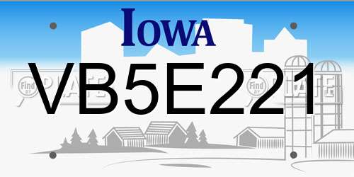 VB5E221 Iowa License Plate