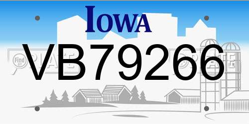 VB79266 Iowa License Plate