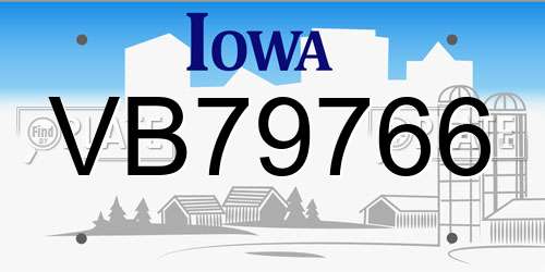 VB79766 Iowa License Plate