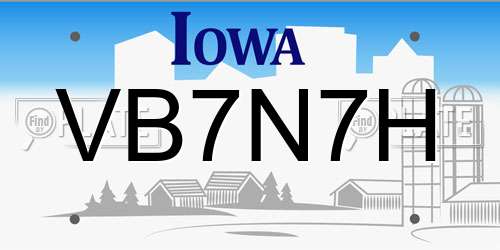 VB7N7H Iowa License Plate