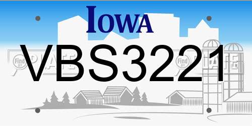 VBS3221 Iowa License Plate