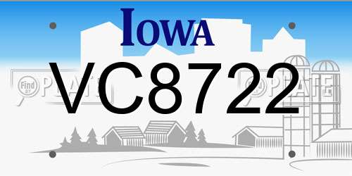 VC8722 Iowa License Plate