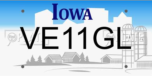 VE11GL Iowa License Plate