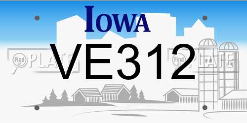 VE312 Iowa License Plate