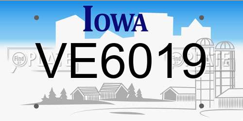 VE6019 Iowa License Plate