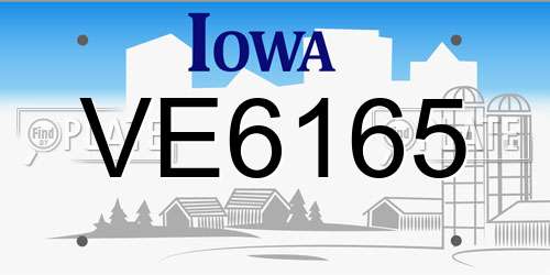 VE6165 Iowa License Plate