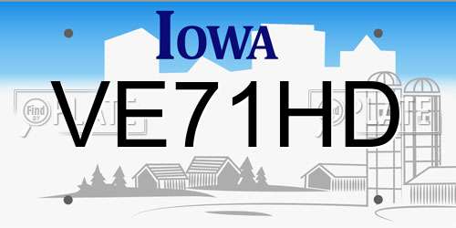 VE71HD Iowa License Plate