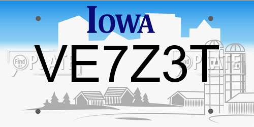 VE7Z3T Iowa License Plate