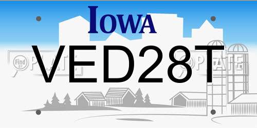 VED28T Iowa License Plate