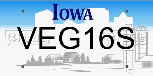 VEG16S Iowa License Plate