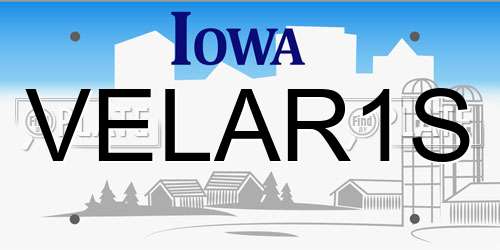 VELAR1S Iowa License Plate