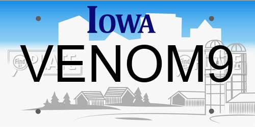 VENOM9 Iowa License Plate
