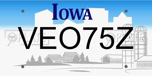 VEO75Z Iowa License Plate