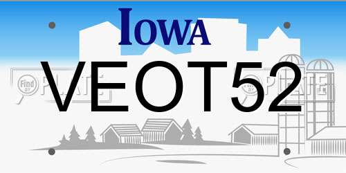 VEOT52 Iowa License Plate