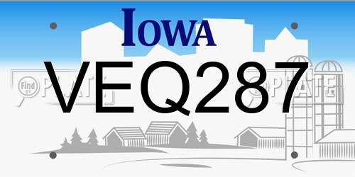 VEQ287 Iowa License Plate
