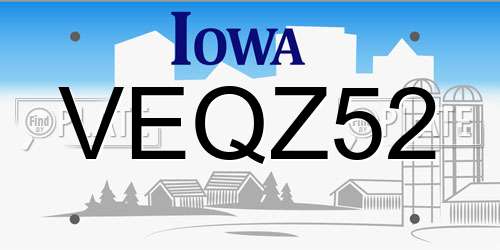 VEQZ52 Iowa License Plate