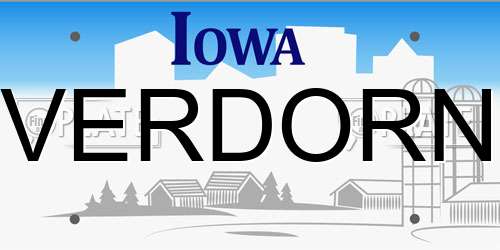 VERDORN Iowa License Plate