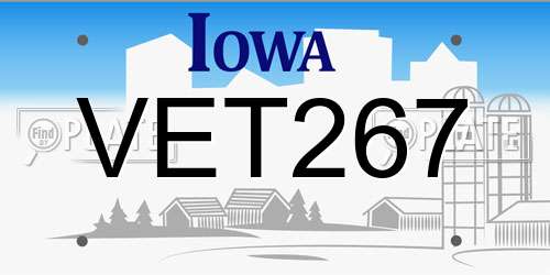 VET267 Iowa License Plate