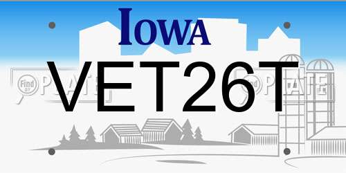 VET26T Iowa License Plate