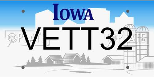 VETT32 Iowa License Plate