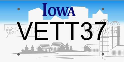 VETT37 Iowa License Plate
