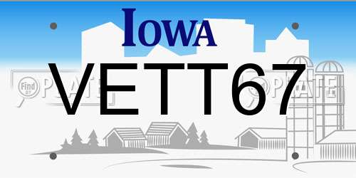 VETT67 Iowa License Plate