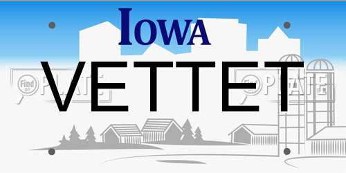 VETTET Iowa License Plate