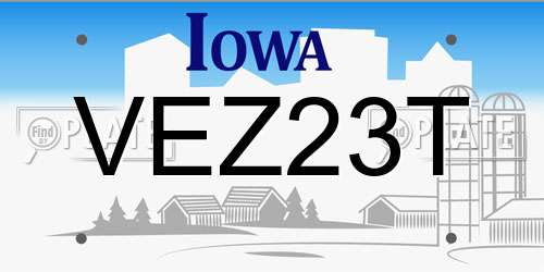 VEZ23T Iowa License Plate