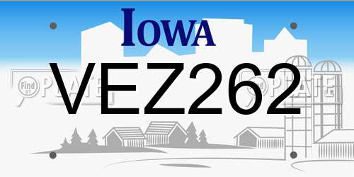 VEZ262 Iowa License Plate