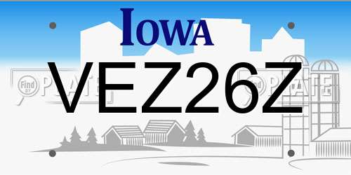 VEZ26Z Iowa License Plate