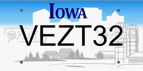 VEZT32 Iowa License Plate