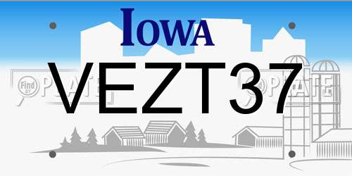 VEZT37 Iowa License Plate